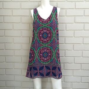 Myan Vibrant Multicolor Lined Dress. Size Small